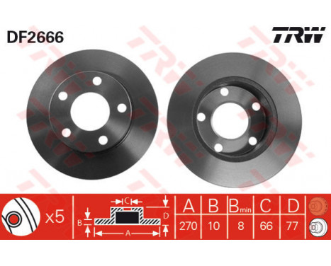 Bromsskiva DF2666 TRW