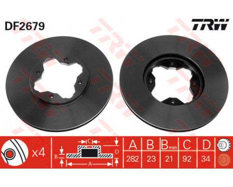 Bromsskiva DF2679 TRW