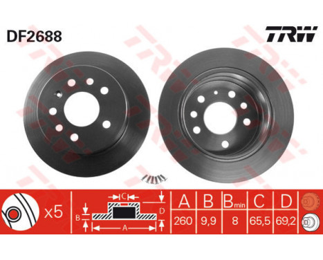 Bromsskiva DF2688 TRW