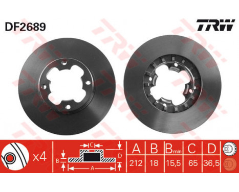 Bromsskiva DF2689 TRW