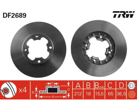 Bromsskiva DF2689 TRW, bild 2