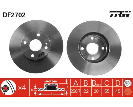 Bromsskiva DF2702 TRW