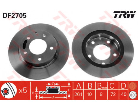 Bromsskiva DF2705 TRW