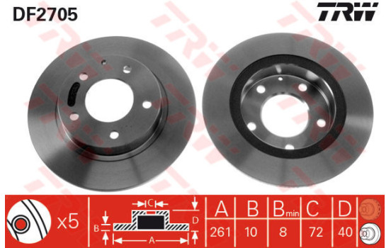 Bromsskiva DF2705 TRW