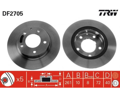 Bromsskiva DF2705 TRW, bild 2