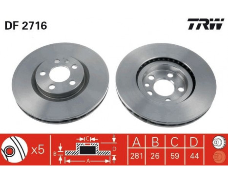 Bromsskiva DF2716 TRW, bild 2