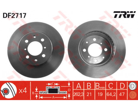 Bromsskiva DF2717 TRW