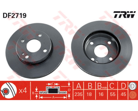 Bromsskiva DF2719 TRW