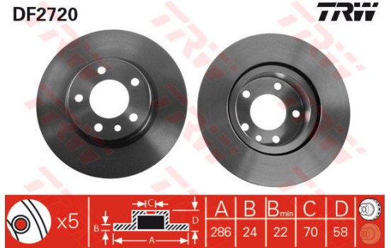 Bromsskiva DF2720 TRW