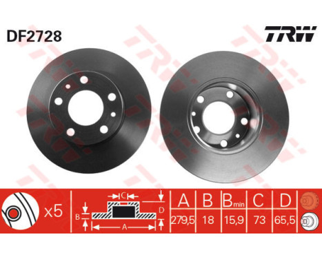 Bromsskiva DF2728 TRW