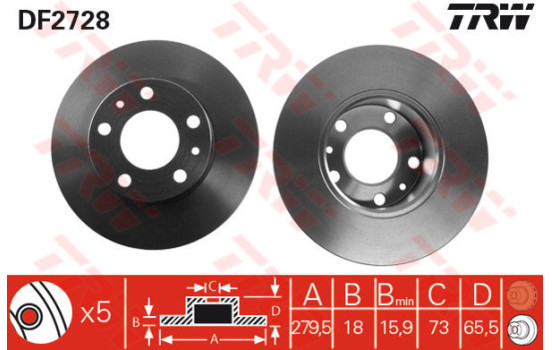 Bromsskiva DF2728 TRW
