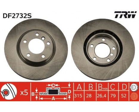 Bromsskiva DF2732S TRW, bild 2