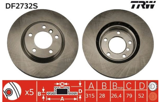 Bromsskiva DF2732S TRW, bild 2