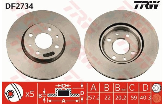 Bromsskiva DF2734 TRW, bild 2