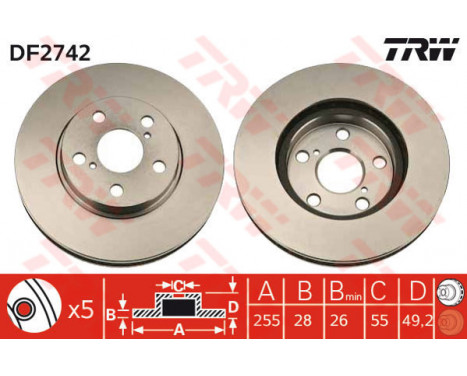 Bromsskiva DF2742 TRW
