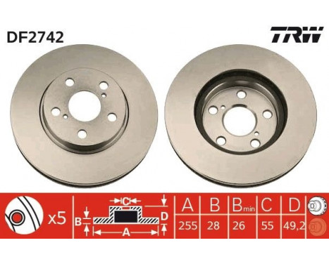 Bromsskiva DF2742 TRW, bild 2