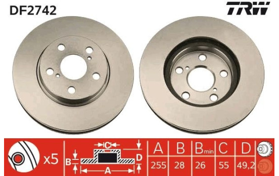 Bromsskiva DF2742 TRW, bild 2