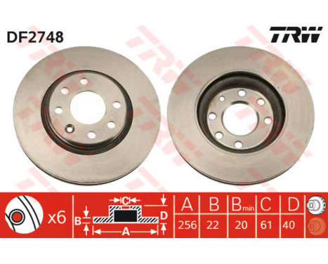 Bromsskiva DF2748 TRW