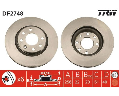 Bromsskiva DF2748 TRW, bild 2