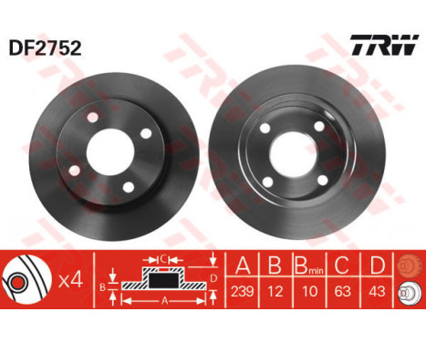 Bromsskiva DF2752 TRW