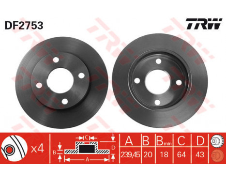 Bromsskiva DF2753 TRW