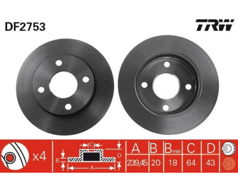 Bromsskiva DF2753 TRW, bild 2