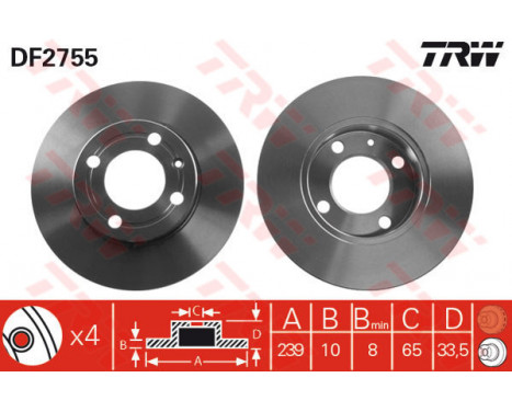 Bromsskiva DF2755 TRW