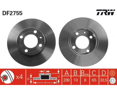 Bromsskiva DF2755 TRW, bild 2