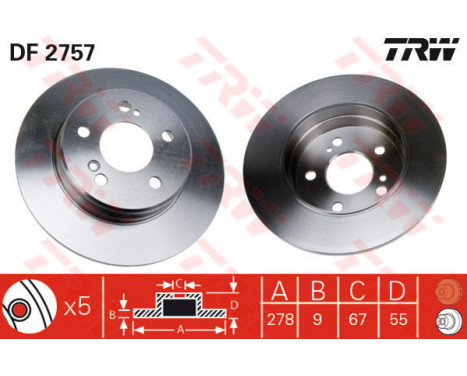 Bromsskiva DF2757 TRW