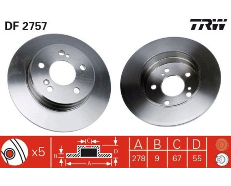 Bromsskiva DF2757 TRW, bild 2