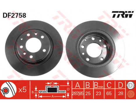 Bromsskiva DF2758 TRW