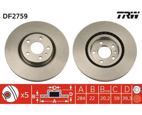 Bromsskiva DF2759 TRW