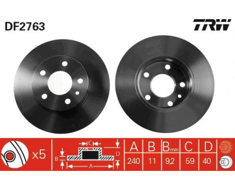 Bromsskiva DF2763 TRW