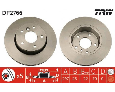 Bromsskiva DF2766 TRW