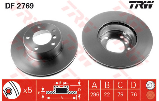 Bromsskiva DF2769 TRW