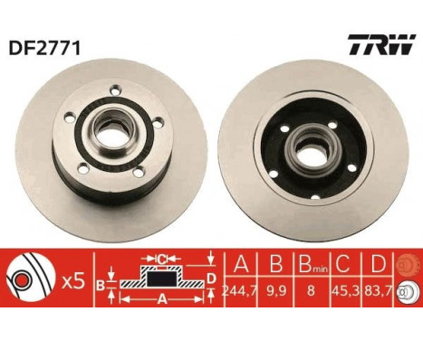 Bromsskiva DF2771 TRW, bild 2