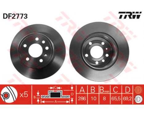 Bromsskiva DF2773 TRW