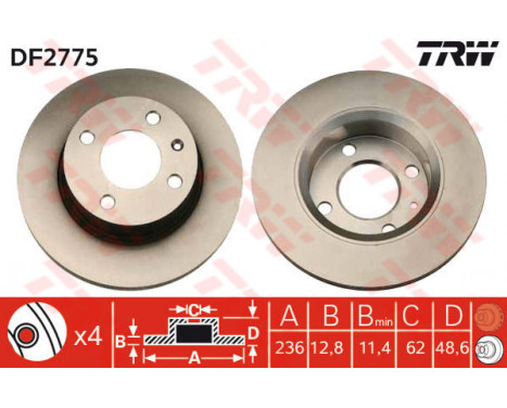 Bromsskiva DF2775 TRW