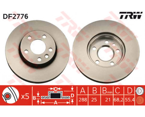 Bromsskiva DF2776 TRW