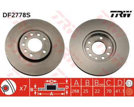 Bromsskiva DF2778S TRW