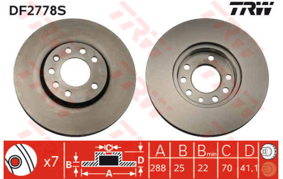 Bromsskiva DF2778S TRW