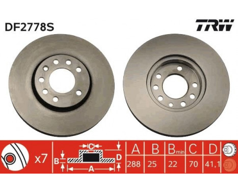 Bromsskiva DF2778S TRW, bild 2