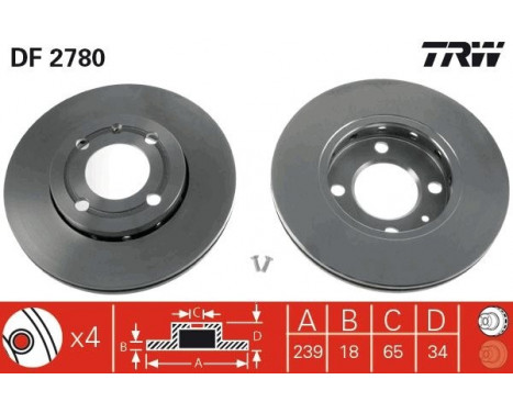 Bromsskiva DF2780 TRW, bild 3