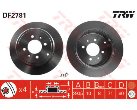 Bromsskiva DF2781 TRW