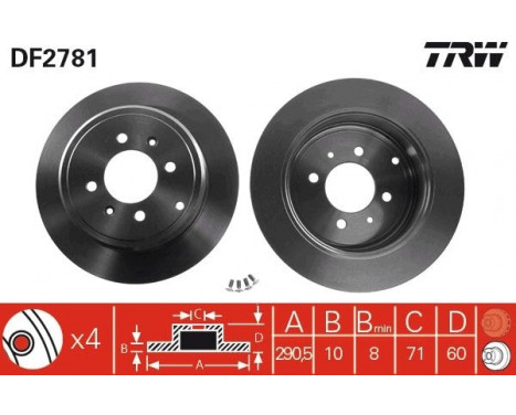 Bromsskiva DF2781 TRW, bild 2