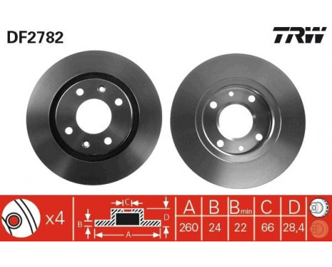 Bromsskiva DF2782 TRW