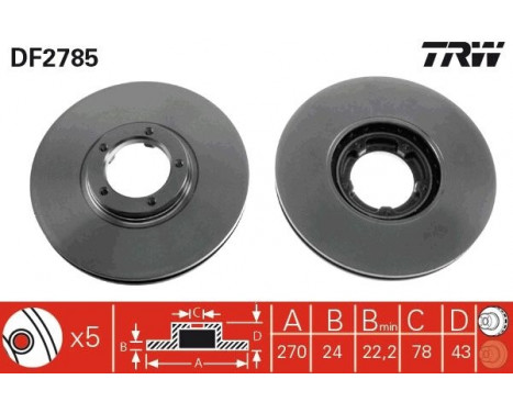 Bromsskiva DF2785 TRW, bild 2