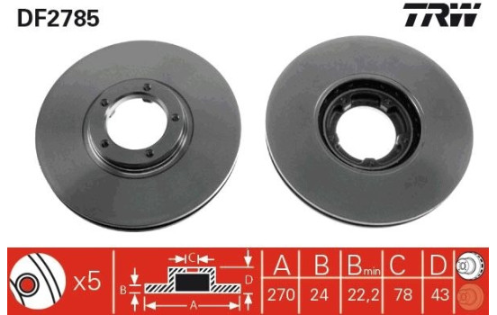 Bromsskiva DF2785 TRW, bild 2