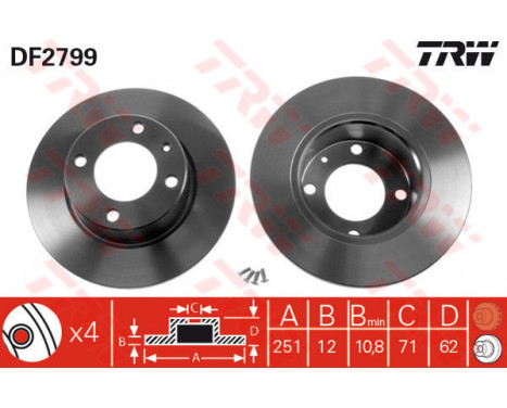 Bromsskiva DF2799 TRW