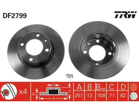 Bromsskiva DF2799 TRW, bild 2